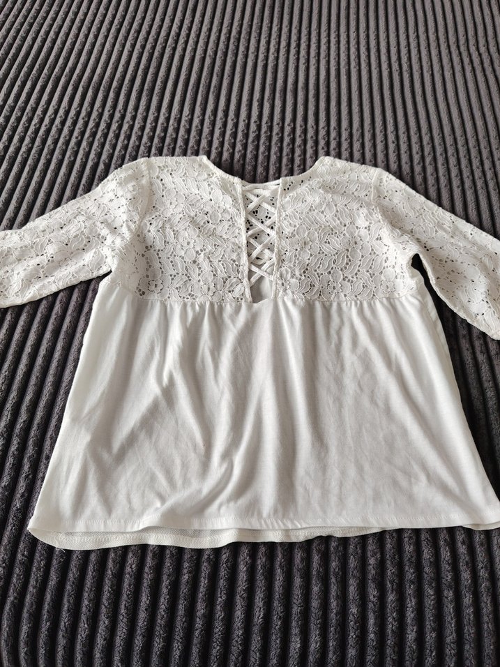 Dantel Detaylı Beyaz Kadın Bluz - Görsel 5