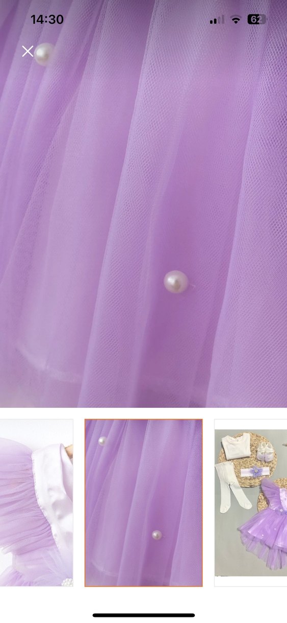 Mor Nakışlı Dantel Detaylı Bebek Elbisesi - Görsel 3