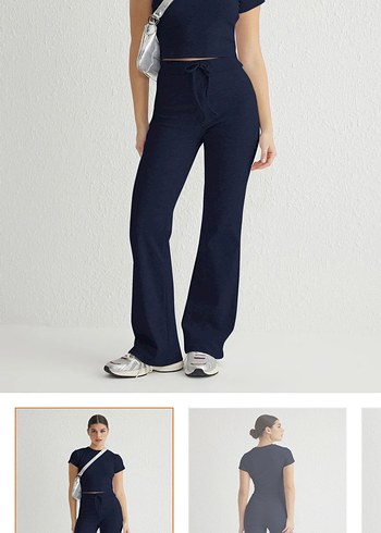 Kadın Lacivert Denim Crop Top - Görsel 2