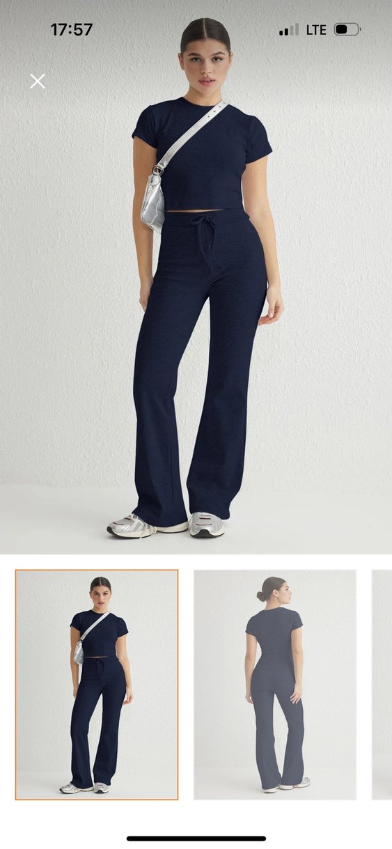 Kadın Lacivert Denim Crop Top - Görsel 2