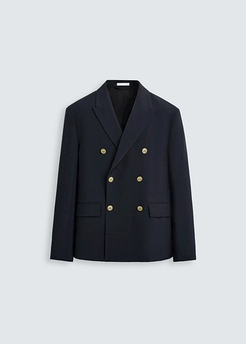 ZARA Lacivert Düğmeli Blazer Ceket