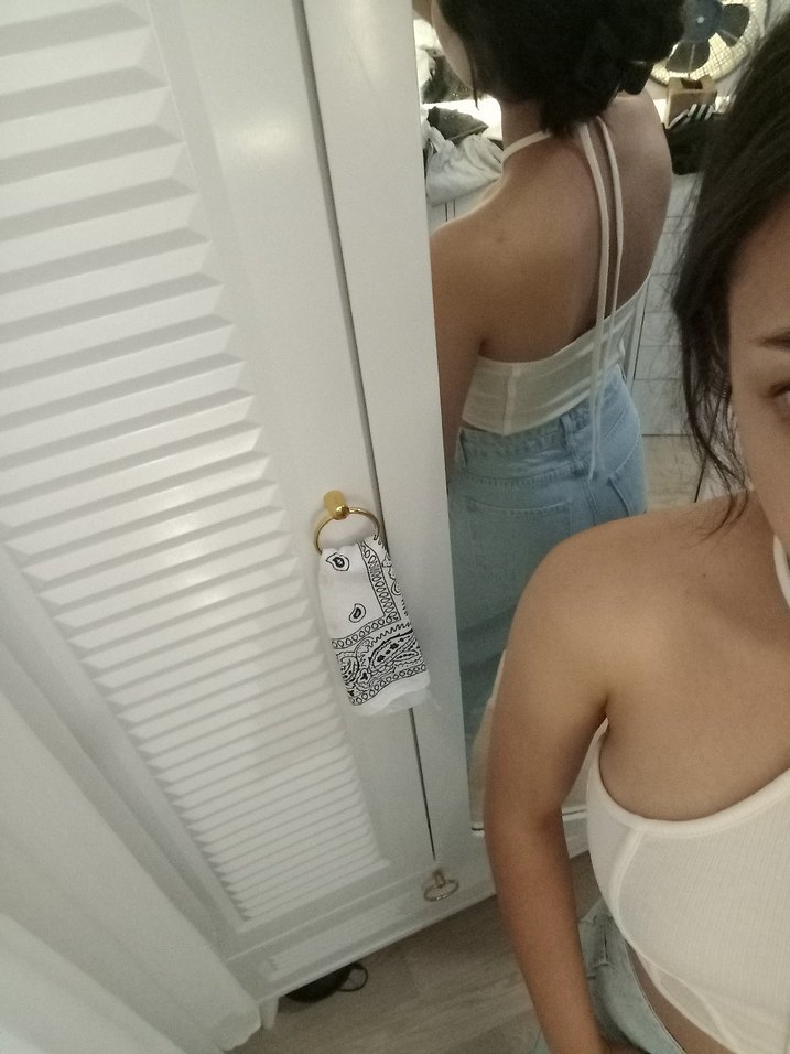 Beyaz Denim Halter Yaka Crop Top - Görsel 3