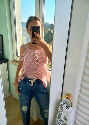 Kadın Mavi Yırtık Detaylı Boyfrend Kot Pantolon - Görsel 7