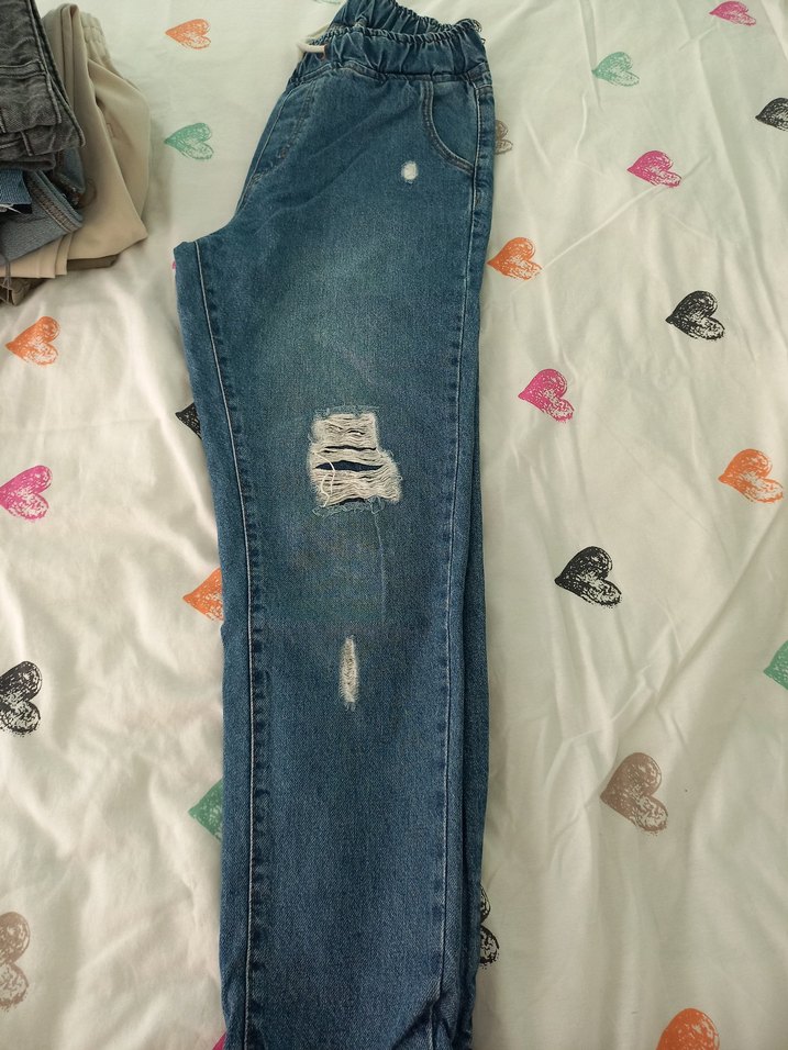 Kadın Mavi Yırtık Detaylı Boyfrend Kot Pantolon - Görsel 2