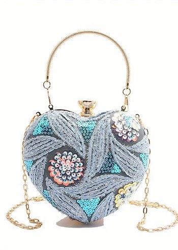 Boncuk İşlemeli Renkli Bohem Kadın Clutch Çanta