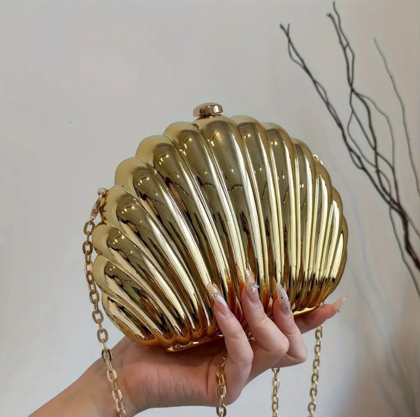 Altın Renkli Pileli Kadın Portföy Çanta - Görsel 2