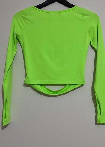 Trendyol & Milla Yeşil Uzun Kollu Kısa Crop Bluz