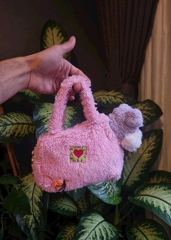 Pembe Peluş Oyuncak Köpek çanta - Görsel 3