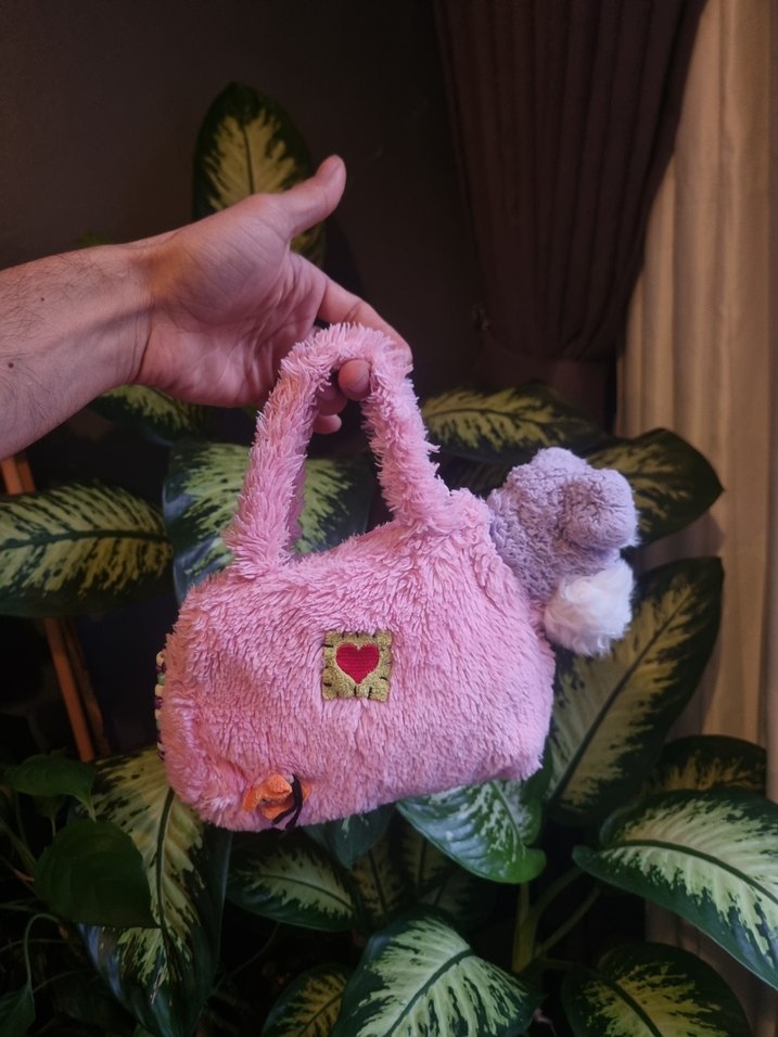 Pembe Peluş Oyuncak Köpek çanta - Görsel 3