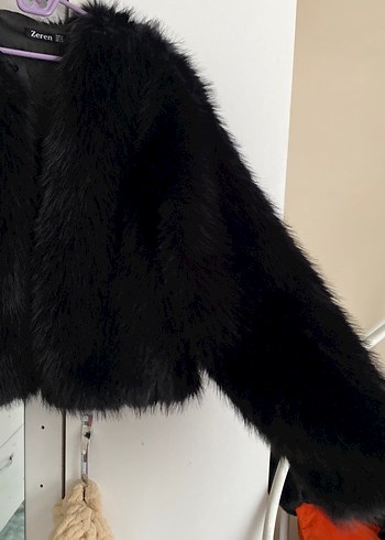 Siyah Kürk Detaylı Midi Kadın kürk - Görsel 2