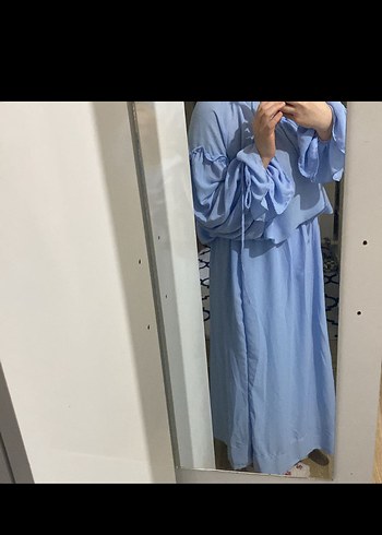 Mavi Uzun Salaş Kadın Etek takım - Görsel 3