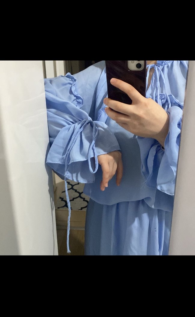 Mavi Uzun Salaş Kadın Etek takım - Görsel 2