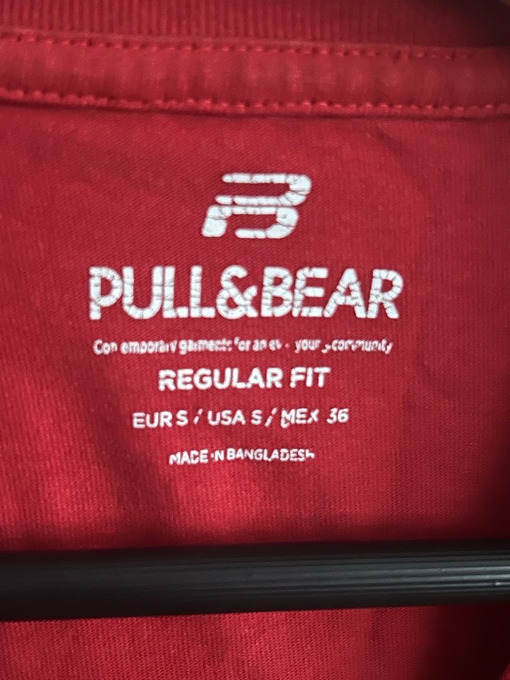 Kırmızı PULL&BEAR Baskılı Erkek Tişört - Görsel 3