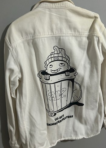 Zara beyaz kot ceket - Görsel 3