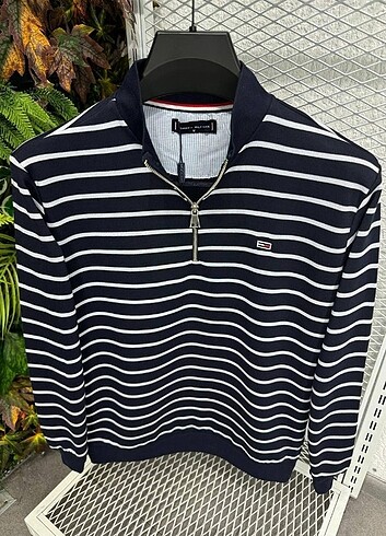 Tommy çizgili sweatshirt 