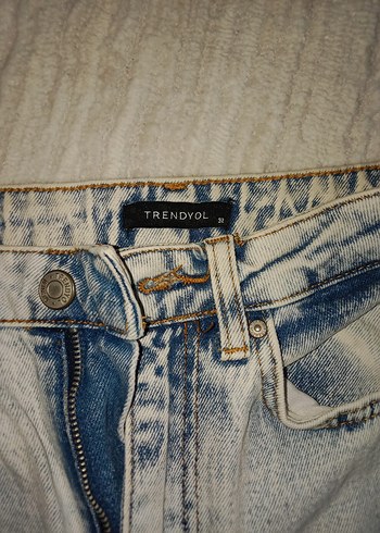 xs Beden mavi Renk Bej Geniş Kesim Midi Kot Pantolon