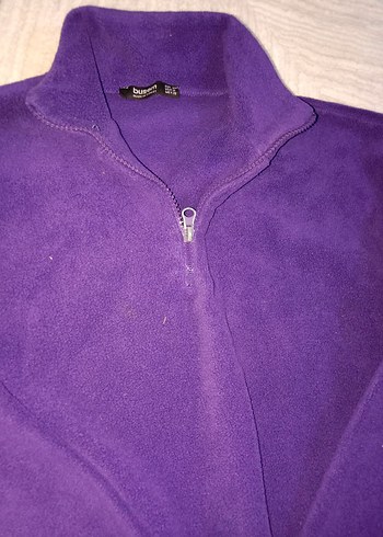 s Beden mor Renk Mor Yarım Fermuarlı Polar Sweatshirt