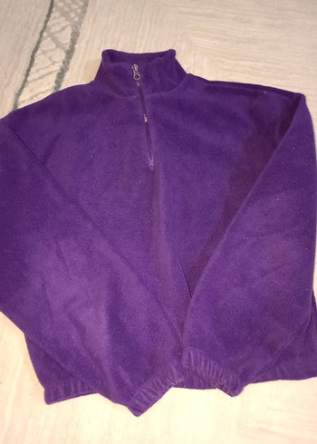 Mor Yarım Fermuarlı Polar Sweatshirt