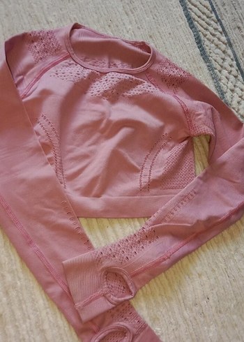 Dantel Detaylı Pembe Uzun Kollu Spor Üst - Görsel 5