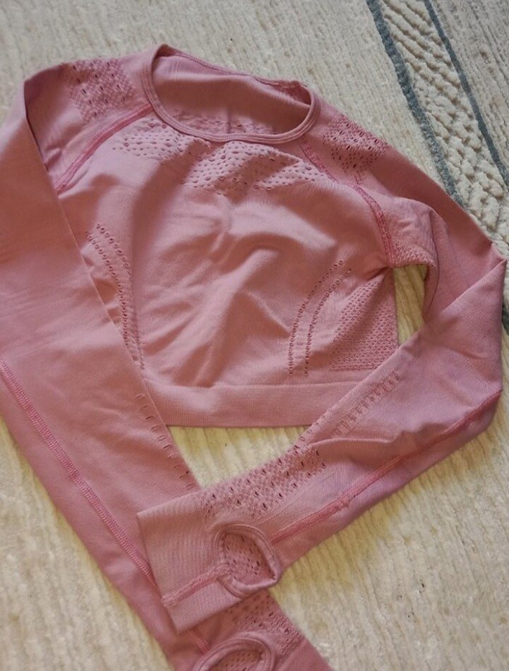 Dantel Detaylı Pembe Uzun Kollu Spor Üst - Görsel 5