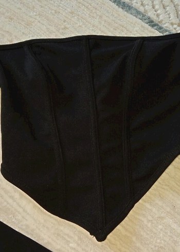 Siyah Fitted Korse Midi Boy - Görsel 2