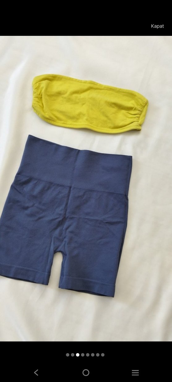 Sarı Fit Mini  Şort takım - Görsel 4