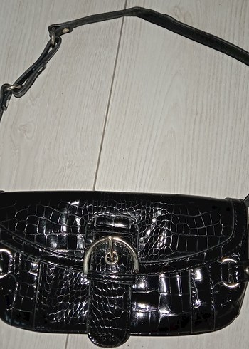 Stradivarius Krokodil Desenli Siyah Deri Kadın Çanta
