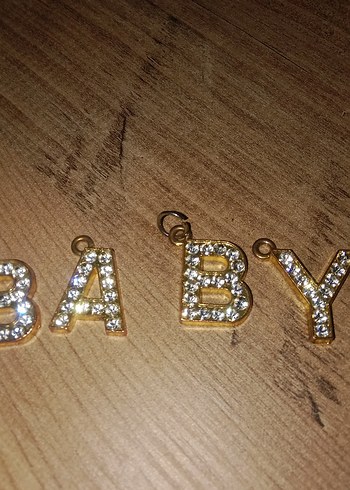 Parlak Sarı Taşlı BABY Harf