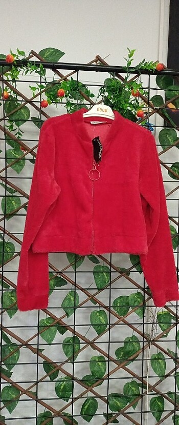 Crop peluş ceket 