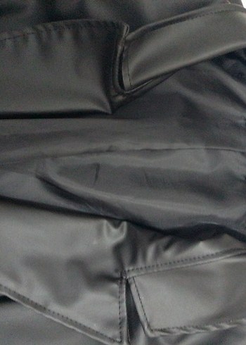 Düğmeli Siyah Deri Kadın Ceket - Görsel 3