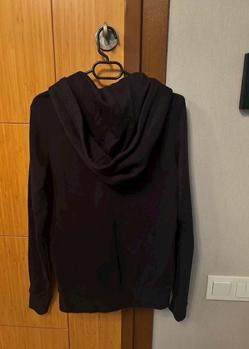 Siyah Fermuarlı Kapüşonlu Sweatshirt - Görsel 2