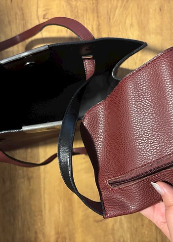 Bordo Deri Kadın Çanta - Görsel 2