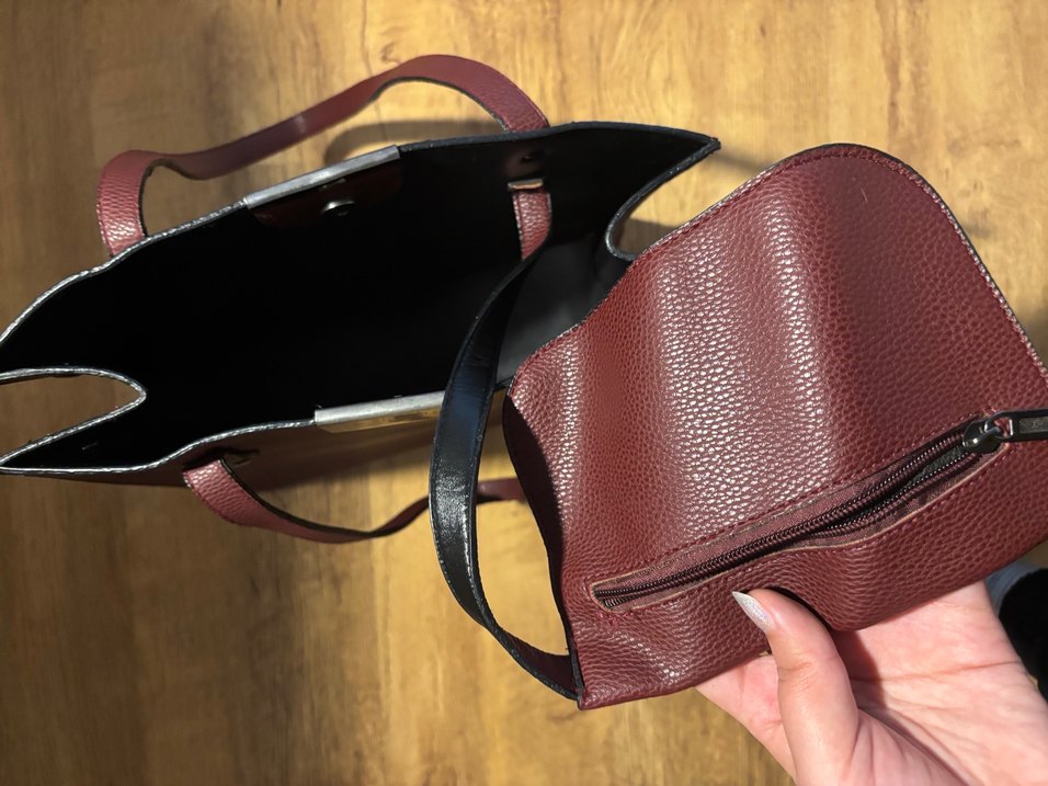 Bordo Deri Kadın Çanta - Görsel 2