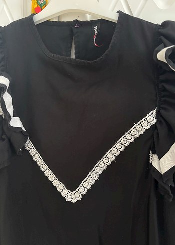 s Beden siyah Renk Siyah Uzun Kollu Fırfırlı Gotik Tunik
