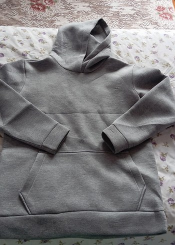 Diğer Gri Kapüşonlu Rahat Kesim Sweatshirt