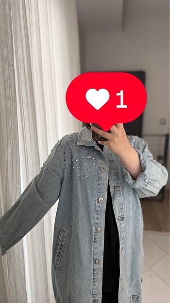 l Beden mavi Renk Taşlı kot ceket