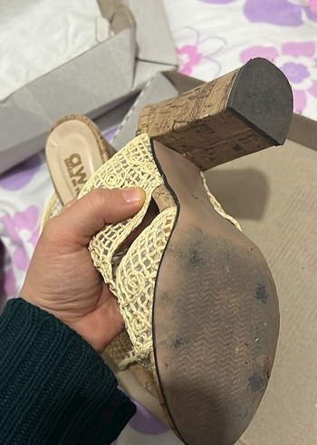 Bej Nakışlı Bohem Örgü Dolgu Topuk Terlik - Görsel 3