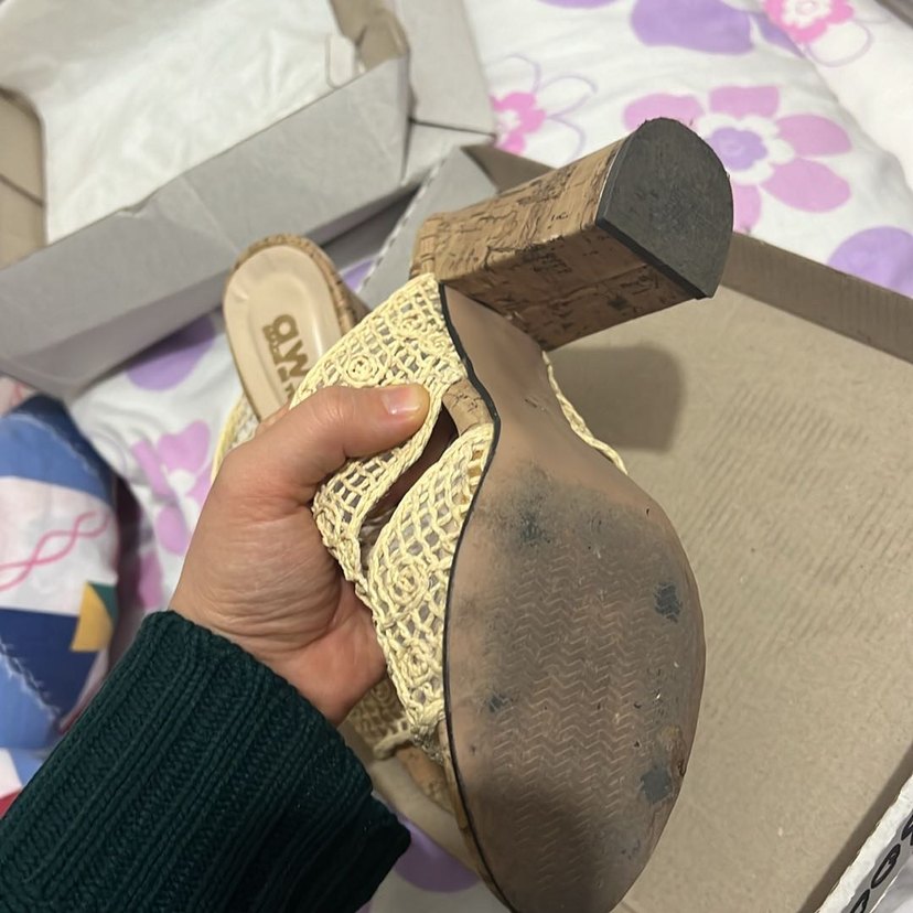 Bej Nakışlı Bohem Örgü Dolgu Topuk Terlik - Görsel 3