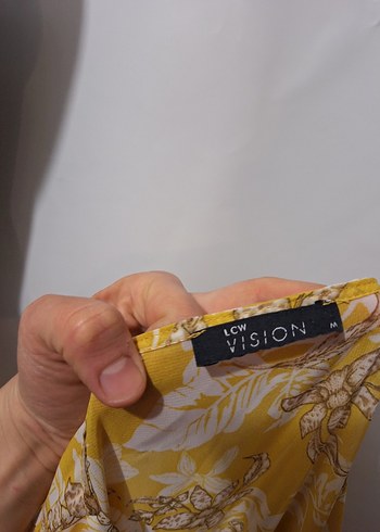 Sarı Bohem Uzun Elbise, Düğmeli, V Yaka - Görsel 3