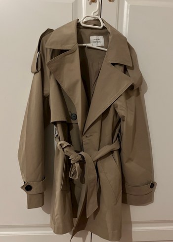 Bej Kadın Kemerli Midi Trençkot - Görsel 3