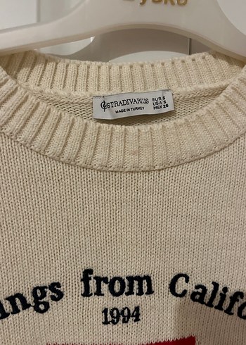 Beyaz Baskılı Kadın Triko Kazak - Görsel 2