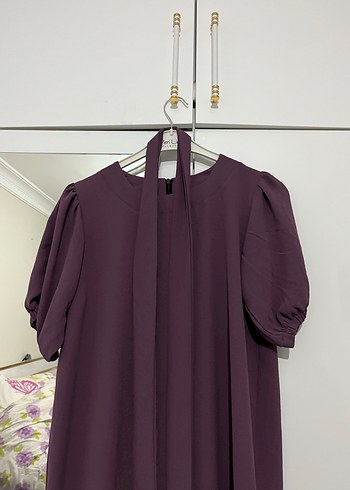 Mor Kadın Uzun Kollu Uzun Elbise - Görsel 4