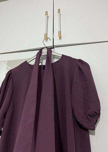 Mor Kadın Uzun Kollu Uzun Elbise - Görsel 5