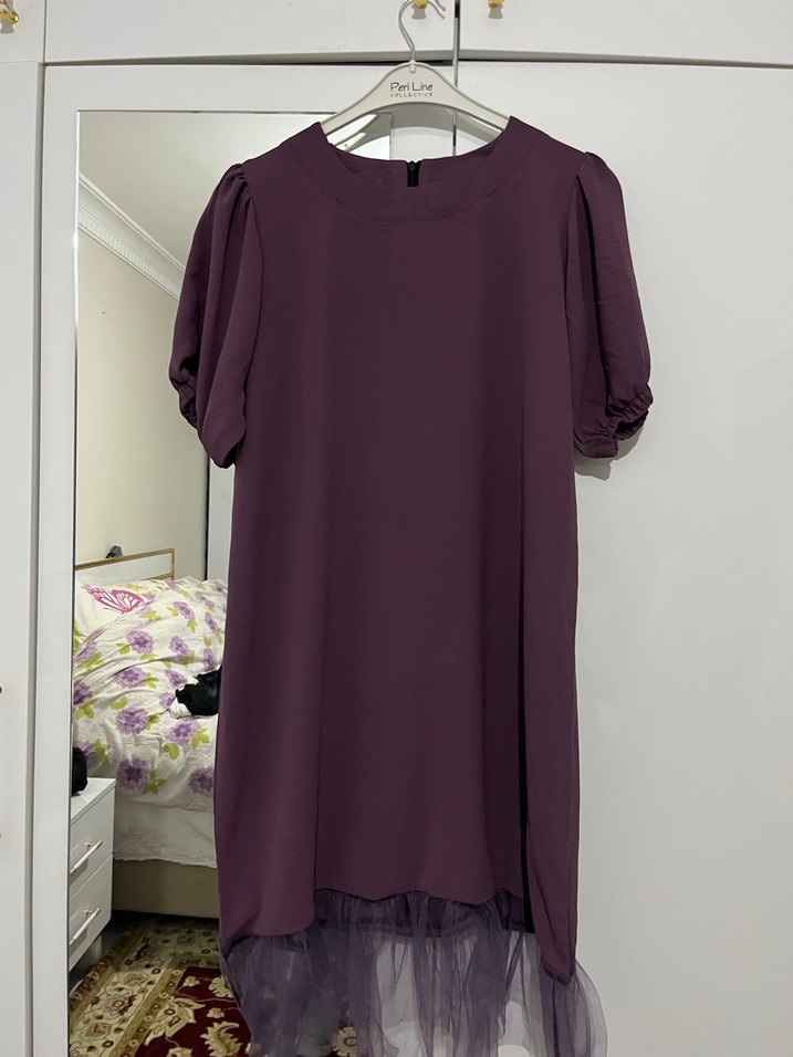 Mor Kadın Uzun Kollu Uzun Elbise - Görsel 3