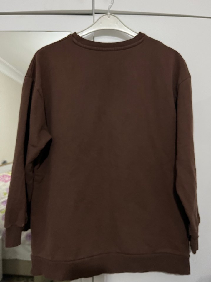 Kadın Kahverengi Baskılı Triko Sweatshirt - Görsel 3