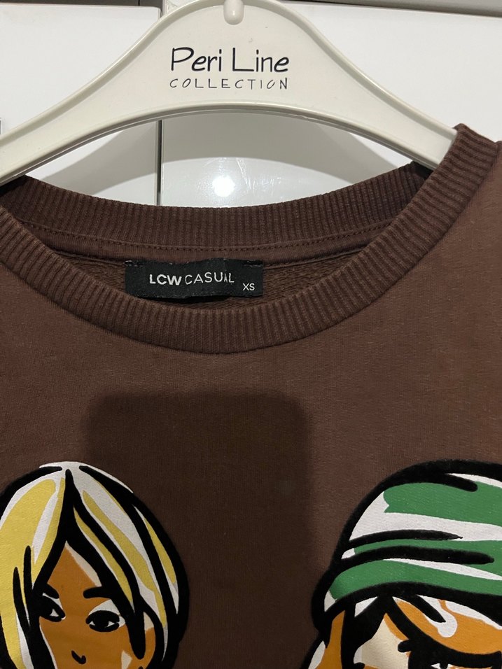 Kadın Kahverengi Baskılı Triko Sweatshirt - Görsel 2