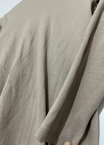 Bej Kadın Keten Uzun Kollu Basic badi - Görsel 4