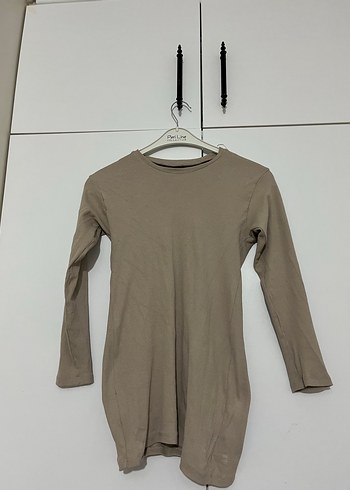 Bej Kadın Keten Uzun Kollu Basic badi - Görsel 2