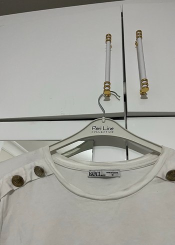 Kadın Beyaz Kısa Kollu Keten tişört vatkalı - Görsel 2