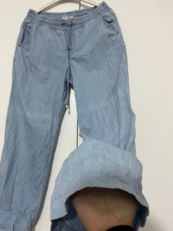 Düğmeli Mavi Kadın Kot pantolon - Görsel 4